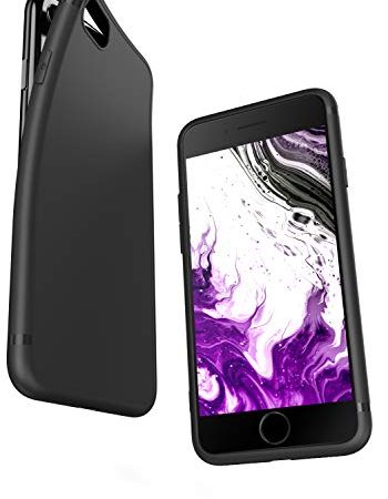 COVERbasics Cover Compatibile con iPhone 7/8 / SE 2020/2022 (SLIMMY) Custodia Nera in Silicone TPU Opaco Sottile Slim con Protezione Fotocamera