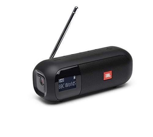 JBL Tuner 2 Speaker Wireless Bluetooth Portatile con Radio Digitale DAB / DAB+ e FM - Cassa Altoparlante Impermeabile IPX7, con Display LCD, fino a 12 h di Autonomia, Nero