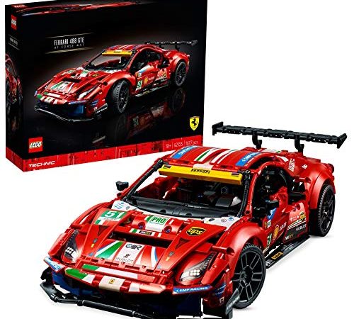 LEGO Technic Ferrari 488 GTE “AF Corse #51”, Modello Auto Sportiva da Corsa, Set da Collezionista per Adulti, Veicoli da Costruire e da Esporre, 42125