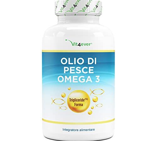 Omega 3 Olio di Pesce 1000mg Ad Alto Dosaggio - 420 Capsule Softgel di Omega-3 - Premium: forma di trigliceridi - 180mg EPA & 120mg DHA - Fonte di Acidi Grassi Essenziali Omega3