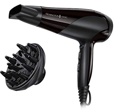 Remington Asciugacapelli Professionale Con Ioni, Phon Motore AC, 2200 W, 3 T°, 2 Velocità, Accessori concentratore e diffusore, D3198 [Esclusiva Amazon]