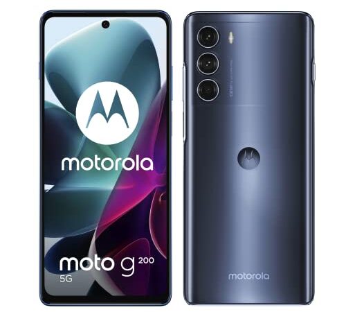 Motorola Moto G200 - Smartphone 5G, Fotocamera 108 MP, Video 8K, Batteria 5000 mAH, 8/128 GB, Display 6.8" FHD+ 144Hz, NFC, Dual SIM, Android 11, Blu (Stellar Blue) [Esclusiva Amazon]