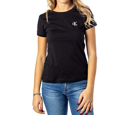Calvin Klein Jeans Embroidery Slim Tee T-Shirt, CK Black, M Donna