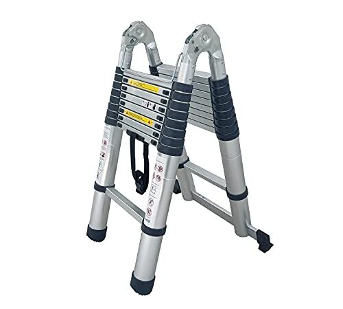 FP-TECH - SCALA TELESCOPICA IN ALLUMINIO PIEGHEVOLE PORTATILE ESTENSIBILE MULTIUSO SUPPORTA 150 KG CE EN131 (3.8 Metri)