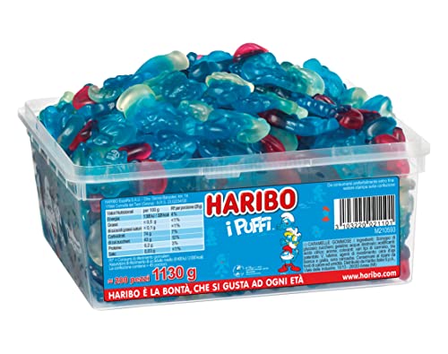 Haribo I Puffi, Caramelle Gommose a Forma di Puffo, Gusto Frutta, Ideali per Feste e Dolci Momenti di Relax - Circa 200 Pezzi [1130gr]