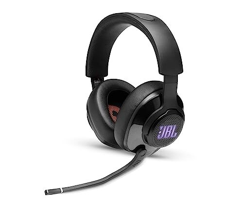 JBL Quantum 400 Cuffie Gaming Over-Ear con Filo USB, Headset da gioco con Microfono, Surround su PC e RGB, compatibilità Multipiattaforma, Colore Nero